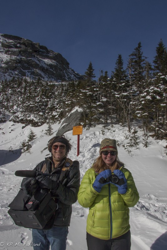 Chris Albertine and Outdoor Radio intern, Finn McFarland on Mt. Mansfield. /© K.P. McFarland