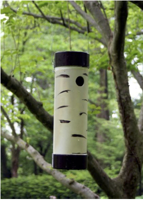 A PVC chickadee nest box.